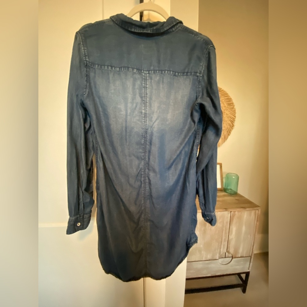 Chambray Blue Long Sleeve Mini Dress - Picture 2 of 4